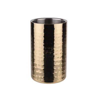 Flaschenkühler Ø 12 cm, H: 20 cm, CNS Gold poliert strukturiert, doppelwandig_1