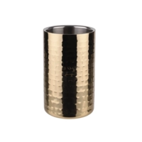 Flaschenkühler Ø 12 cm, H: 20 cm, CNS Gold poliert strukturiert, doppelwandig