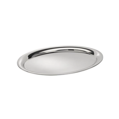 Serviertablett Kaffeehaus, 26. x19 cm, H:1cm, oval Edelstahl, hochglanzpoliert_1
