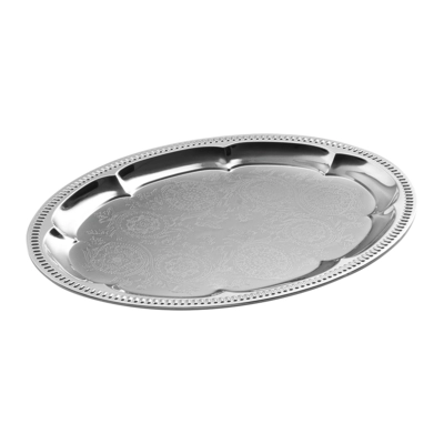 Serviertablett Kaffeehaus, 30 x 22 cm, H:1cm, oval Edelstahl, hochglanzpoliert_1