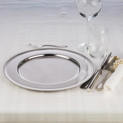 Assiette de présentation inox bord perlé Ø 30.5 cm _2