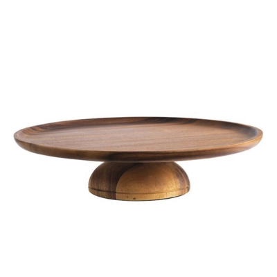 Servier- und Tortenplatte, 33 cm Ø, H: 8 cm Akazienholz_1