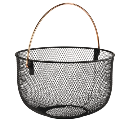 Corbeille pour pain ou fruits, Ø 30 cm, H: 19 cm en métal, noir_1