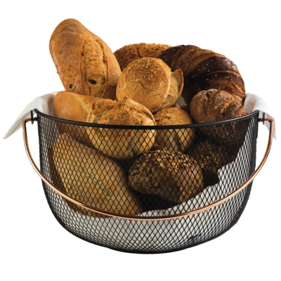 Corbeille pour pain ou fruits, Ø 30 cm, H: 19 cm en métal, noir_2