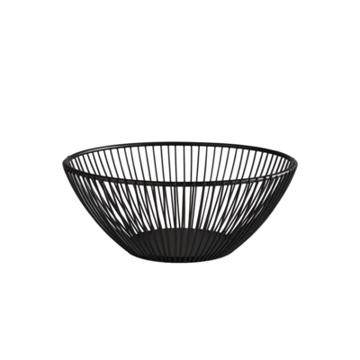 Svart Corbeille Ø 20 cm, H: 8 cm, en mètal noir _1