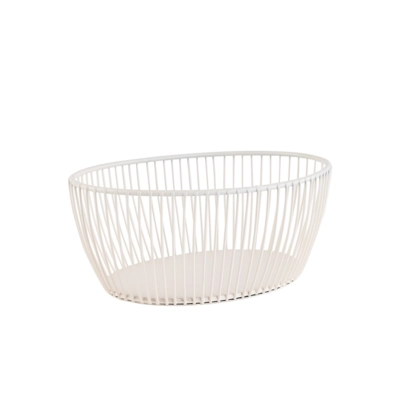 Svart Corbeille 20 x 15cm, H: 8 cm, en mètal blanc en mètal, blanc_1