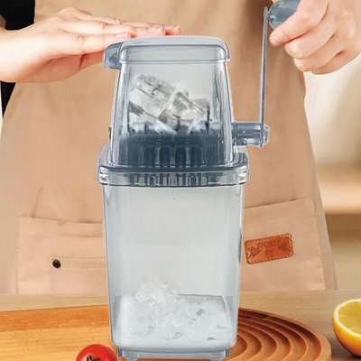 Broyeur à glaçons manuel, 16 x 12 cm, H: 24 cm, transparent, avec couteau en acier inoxydable_2