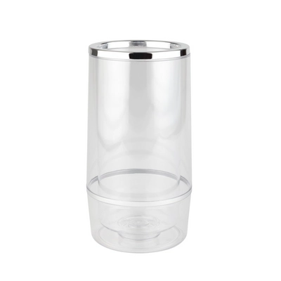 Flaschenkühler transparent,  Ø 11.5 cm,  doppelwandig für beste Isolierung, mit Chromrand_1