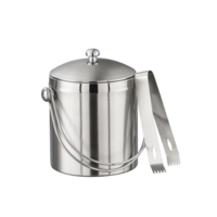 Eiseimer mit Eiszange, Ø 12 cm, H: 14 cm, 1l 18/8 Edelstahl, für ca. 45 Eiswüfel