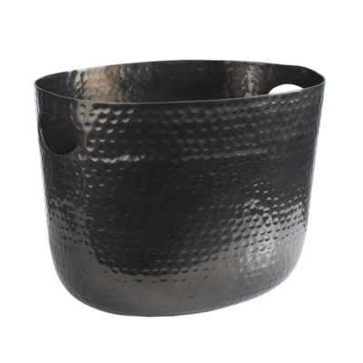 Seau à vin ou champagne, 30 x 23 cm, H: 23 cm, 7 L En aluminium martelé noir       _1