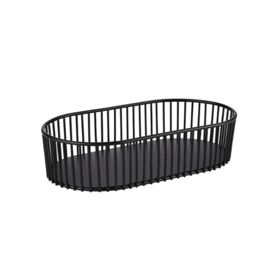 Corbeille, 29 x 16 cm, H: 6.5 cm, ovale en mètal, noir_1