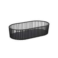 Corbeille, 29 x 16 cm, H: 6.5 cm, ovale en mètal, noir