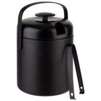 Eiseimer mit Eiszange, Ø 14 cm, H: 22 cm, 1.3 l Edelstahl, PP, ABS, matt schwarz, ca. 50 Eiswürfel