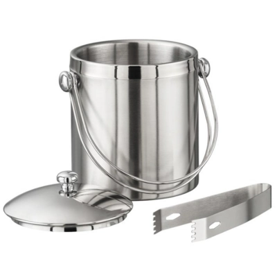 Eiseimer mit Eiszange, Ø 12 cm, H: 14 cm, 1l 18/8 Edelstahl, für ca. 45 Eiswüfel_2