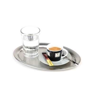 Serviertablett Kaffeehaus, 19 x 15 cm, H:1cm, oval Edelstahl, mattiert_2