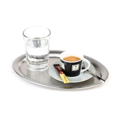 Serviertablett Kaffeehaus, 29 x 22 cm, H:1cm, oval Edelstahl, mattiert_2