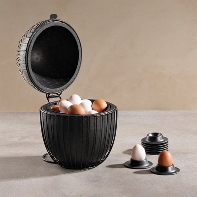 Eierkorb Ovo, Ø 23 cm, H: 31 cm, für ca. 35 Eier,  Metall, schwarz_3