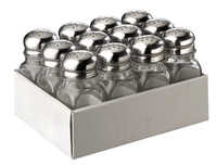 Set à 12 Salières/poivrières, Ø 4 cm, H: 10 cm, en verre avec couvercle en inox_1