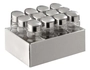 Set à 12 Salières/poivrières, Ø 3 cm, H: 9 cm, en verre avec couvercle en inox