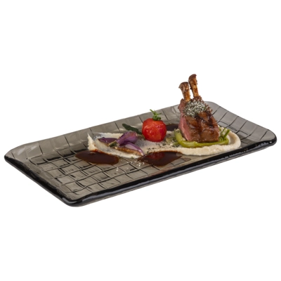 Sushiboard Assiette verre, 29.5x15.5 cm, H:1.5cm,  gris_2