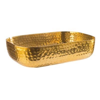 Schale, 23 x 15.5 cm, H: 6 cm Aluminium, Gold-Look_1