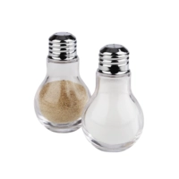 Set à sel et poivre, set à 2, Ø 6 cm, H: 10 cm, en verre avec couvercle en inox
