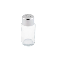 Salière en verre, couvercle en inox mat, 18 trous Ø 4 cm, H: 9 cm