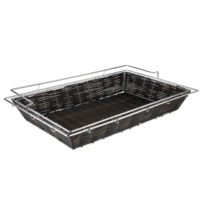 Corbeille de buffet brun foncé 56.5x36 cm, H: 10cm avec cadre de fixation en acier