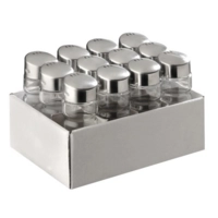 Set à 12 Salières/poivrières, Ø 3 cm, H: 9 cm, en verre avec couvercle en inox