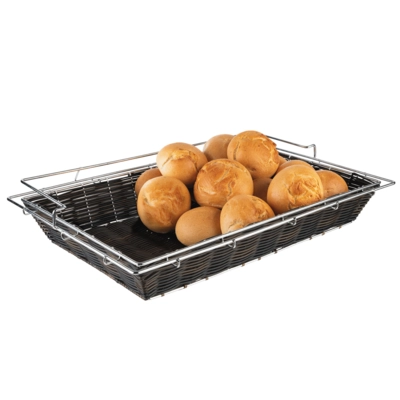 Corbeille de buffet brun foncé 56.5x36 cm, H: 10cm avec cadre de fixation en acier_2