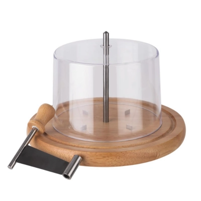Käsehobel mit Abdeckhaube, Ø 22 cm, H: 15 cm Buchenholz, Edelstahl_1