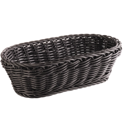 Baguette-Corbeille ovale 28 x 16 cm, H: 8cm, noire en métal_1