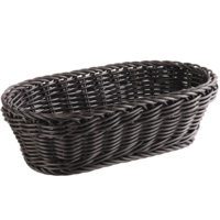 Baguette-Corbeille ovale 28 x 16 cm, H: 8cm, noire en métal