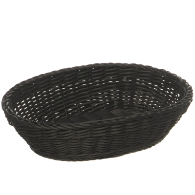 Baguette-Corbeille ovale 25 x 19 cm H: 6.5 cm, noire, en métal_1