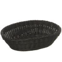Baguette-Corbeille ovale 25 x 19 cm H: 6.5 cm, noire, en métal