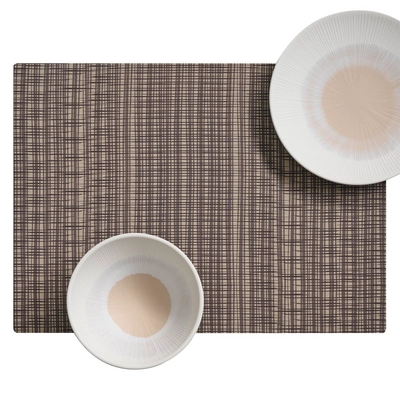 Set de table Velma, silicone, 45 x 33 cm,  brun clair, à carreaux_2