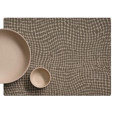 Set de table Velma, silicone, 45 x 33 cm,  brun clair, à pois_2