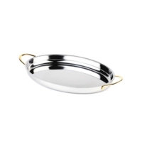 Servierpfanne oval Griffe gold, 26.5 x 19.5 cm,  H: 3 cm, 0.8l