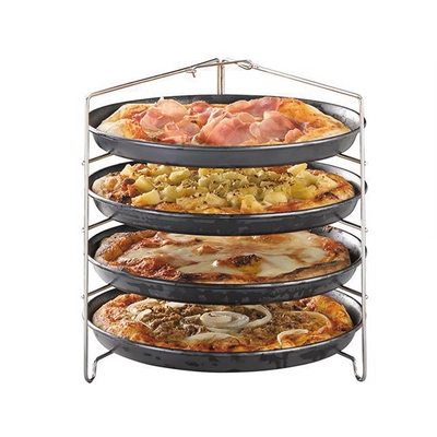 Support pour 4 moules à pizza jusque Ø 28 cm, en inox, 26 x 25 cm, H: 26 cm_3