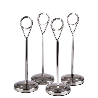 Kartenhalter, 4er Set , Ø 5 cm H: 15.5 cm Edelstahl, hochglanzpoliert   _1