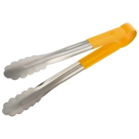 Pince universelle, manche jaune, 30 x 3.5 cm,  revêtement mat, marquage HACCP