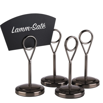 Kartenhalter, 4er Set , Ø 5 cm H: 10.5 cm Edelstahl, Gunmetal           _2