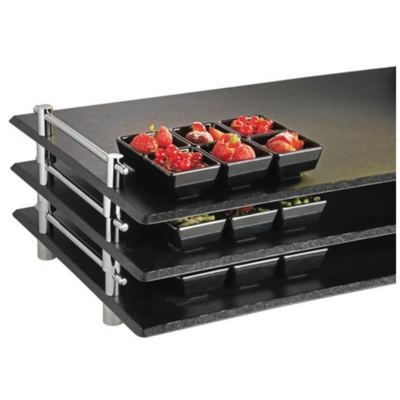 GN 1/1 Tablett Slate schwarz, 53x32.5 cm, H: 6cm, Schieferlook, zwei Metallgriffe_2