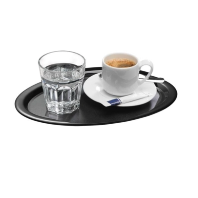Serviertablett Kaffeehaus, 28.5 x 21.5 cm, H:1.5cm oval, Melamin, schwarz_2