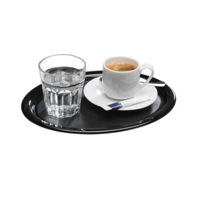Serviertablett Kaffeehaus, 26 x 20 cm, H: 1.5 cm,  oval, Melamin, schwarz_2