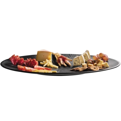 Nero Plat de service, Ø 50 cm, H: 3.5 cm, noir, en mélamine_2