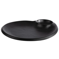 Nero Assiette plate, 30 x 25 cm, 0.06l, noir,  avec encoche Ø 9 cm, en mélamine