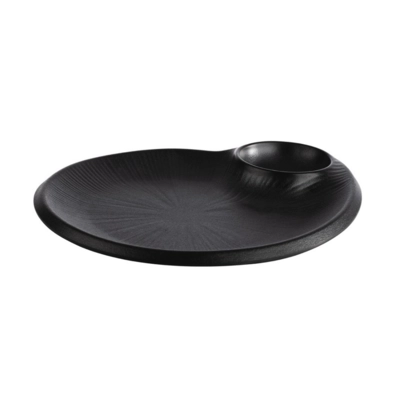 Nero Assiette plate, 24 x 20 cm, 0.04l, noir, en mélamine, avec encoche: Ø 7 cm_1