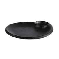 Nero Assiette plate, 24 x 20 cm, 0.04l, noir, en mélamine, avec encoche: Ø 7 cm