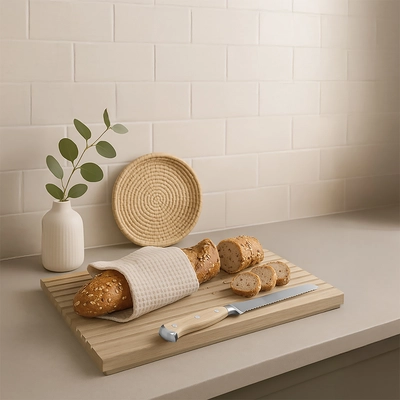 Brotmesser, L: 34 cm, Klinge: 22 cm aus rostfreiem Edelstahl, dreifach genietet_2